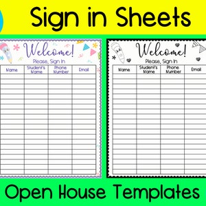 Back to School Open House Night | Sign in Sheets | Meet the Teacher Templates | First Day of School | PPT | Volunteer Sign Up Sheet