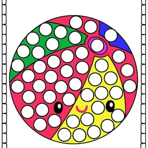 May include: A printable coloring page featuring a beach ball with a smiling face. The beach ball is divided into sections of red, green, yellow, blue, and pink. There are 50 circles to color in.