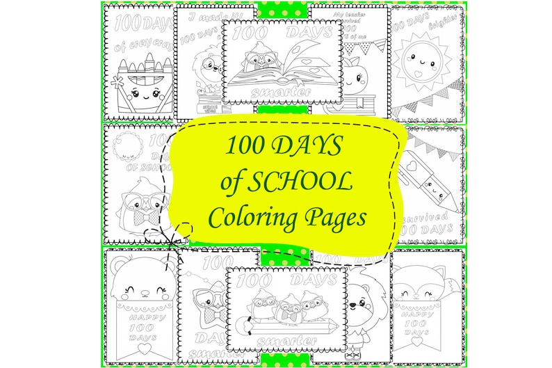 100 Days of School Coloring Pages image 1