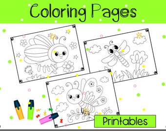 Bugs Coloring Pages | Insects Printable Coloring Sheets | Spring Activities for Kids | PDF Instant Download