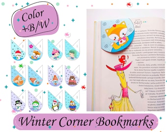 Corner Bookmark Printable Templates | Christmas Activities for kids | Winter Paper Craft Game For Kids | Paper Bookmarks | Instant Download