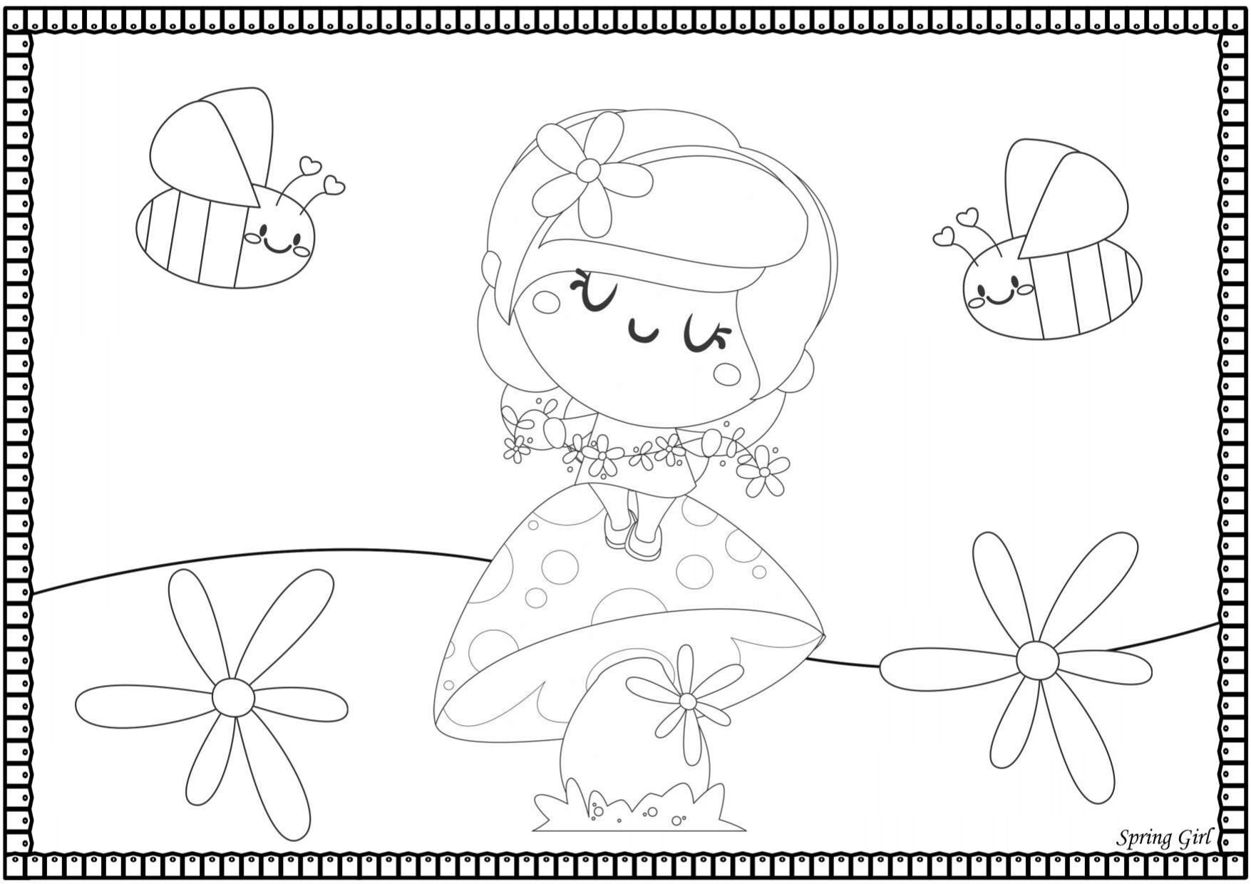 Spring Coloring Book/pages for Kids Spring Activities and Worksheets