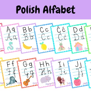 Tarjetas de vocabulario del alfabeto polaco / Alfabeto polaco / Pósteres imprimibles en PDF / Idioma polaco / Aprender polaco / Descarga digital de tarjetas de vocabulario