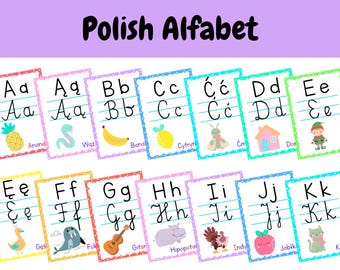 Polish Alphabet Flash Cards | Polski Alfabet | Printable PDF Posters | POLISH Language | Learn Polish | Karty Pracy Dzieci Digital Download