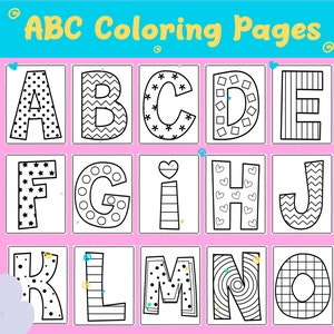 Páginas para colorear del alfabeto / Libro para colorear ABC imprimible / Actividades de regreso a la escuela / Letras de alfabetización fonética / Hojas de trabajo preescolares