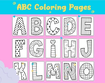 Alphabet Coloring Pages | Printable ABC Coloring Book | Back to School Activities | Phonics Literacy Letters | Preschool Worksheets
