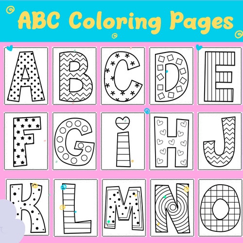alphabet coloring pages printable abc coloring book back etsy norway