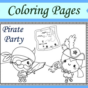 Pirate Party Coloring Pages | Printable Sheets to Color | Instant Digital Download Coloring Book for Kids | Pirate Birthday Party Activity