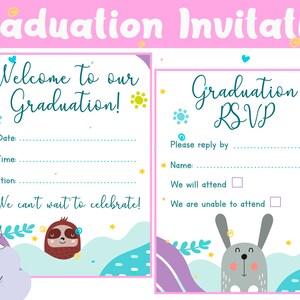 Kindergarten Graduation Invitation, Preschool Pre K Graduation Ceremony Invite, EDITABLE TEMPLATE, End of the Year Party, Graduation RSVP