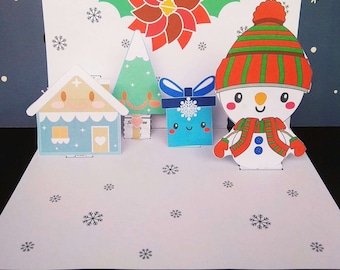 3D Christmas Pop Up Card Paper Craft