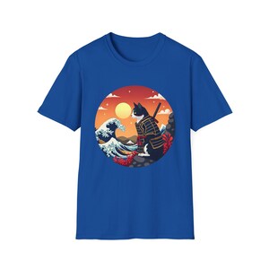 Samurai Cat Unisex T-Shirt, Cute Cat Tee, Japanese Warrior Kitten Shirt, Animal Lover Gift, Graphic Tee Shirt