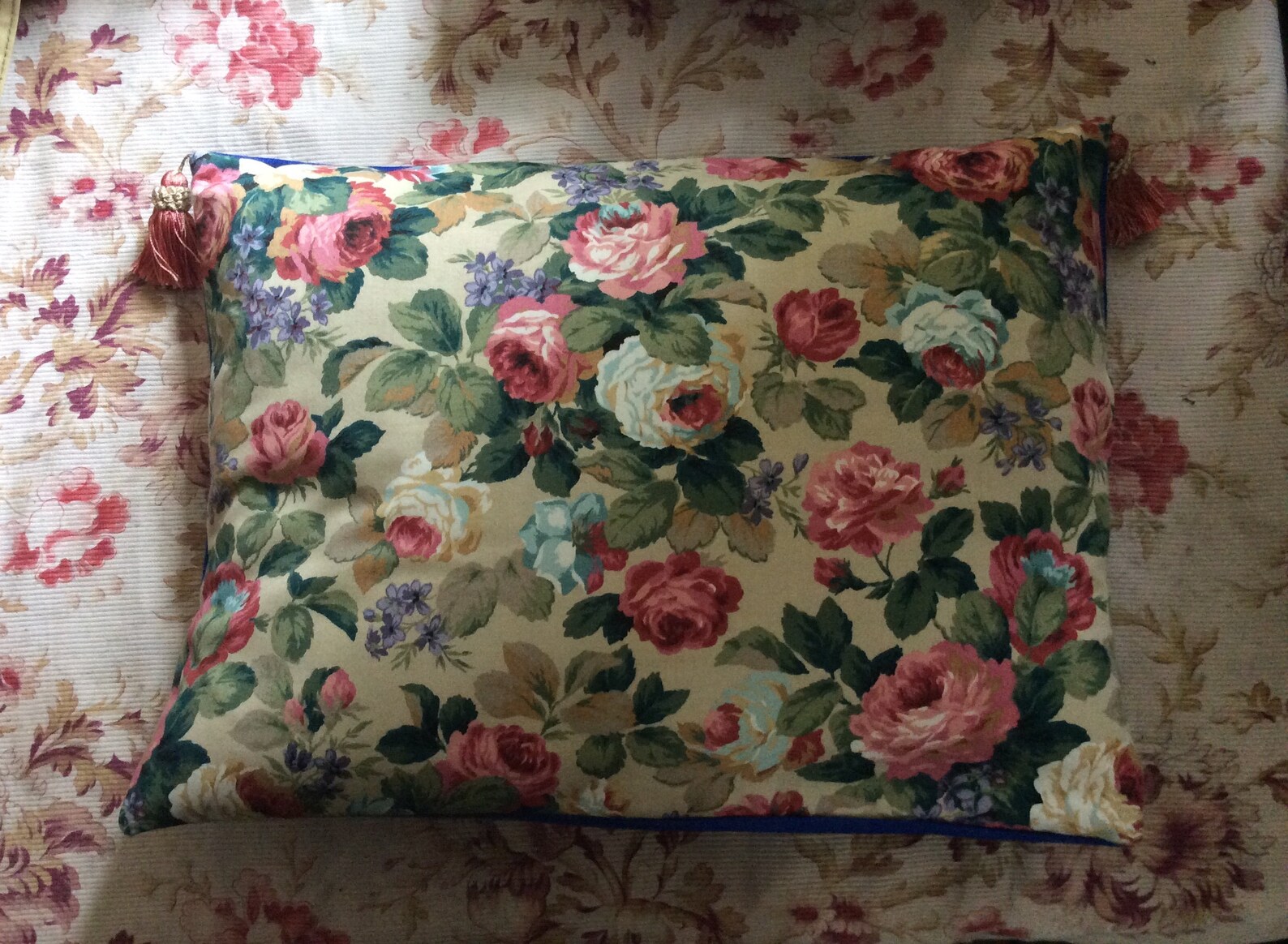 Vintage Cushion Cover Rose Chintz Decoration. Etsy