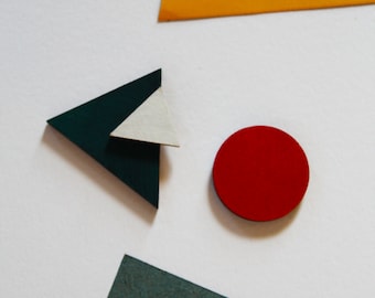 Red,dark green and white brooch set,modern brooches,contemporary pins,modern jewelery,abstract modern art brooch set