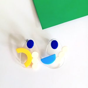 Acrylic geometrical modern earrings, multicoloured earrings , a gift, modern jewellery