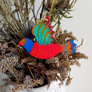 クリスマスの装飾、鳥の手描きの装飾、スカンジナビアの装飾、ギフト、両面手描き