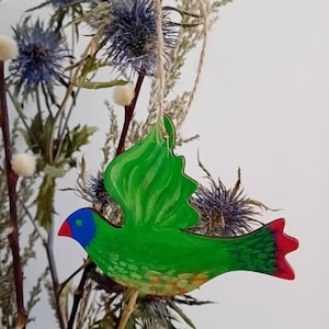 Christmas décor, bird hand painted décoration ,scandi decoration, gift,hand painted both sides