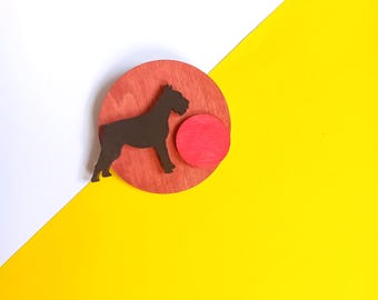 Handmade wooden dog brooch,pin,gift
