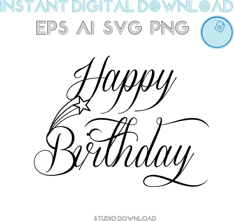 Download Cake topper svg Happy Birthday svg Birthday svg dxf png | Etsy