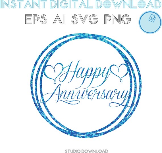Download Cake Topper Svg Happy Anniversary Circles Svg Birthday Svg Etsy
