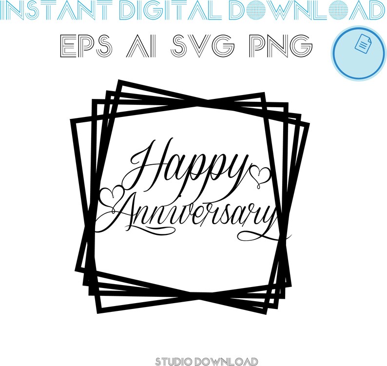 Download Clip Art Art Collectibles Cake Topper Svg Png Cake Topper Cut Files Happy Anniversary Squares And Hearts Svg Birthday Svg Birthday Svg For Cricut Dxf