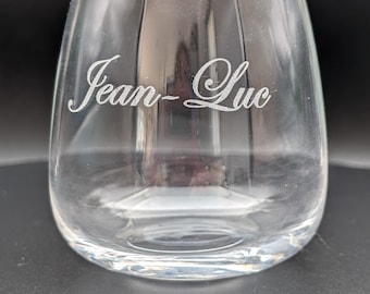Laser engraved crystal table glass