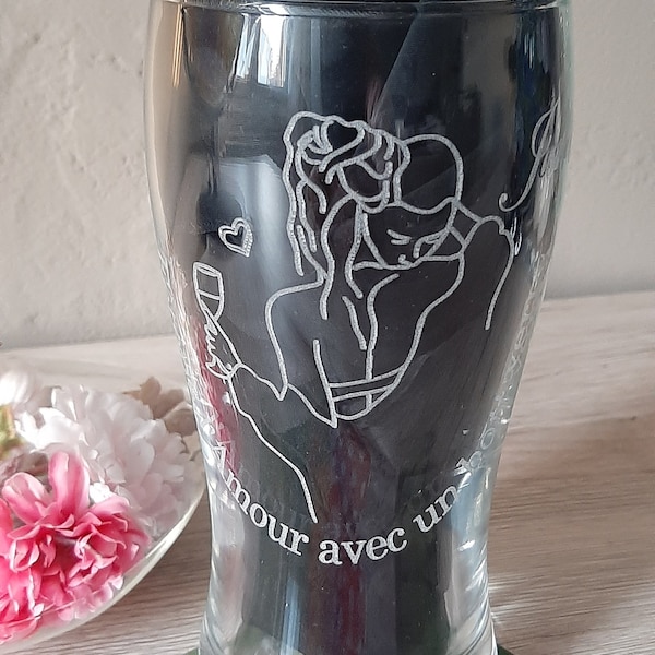 Personalized couple beer glass