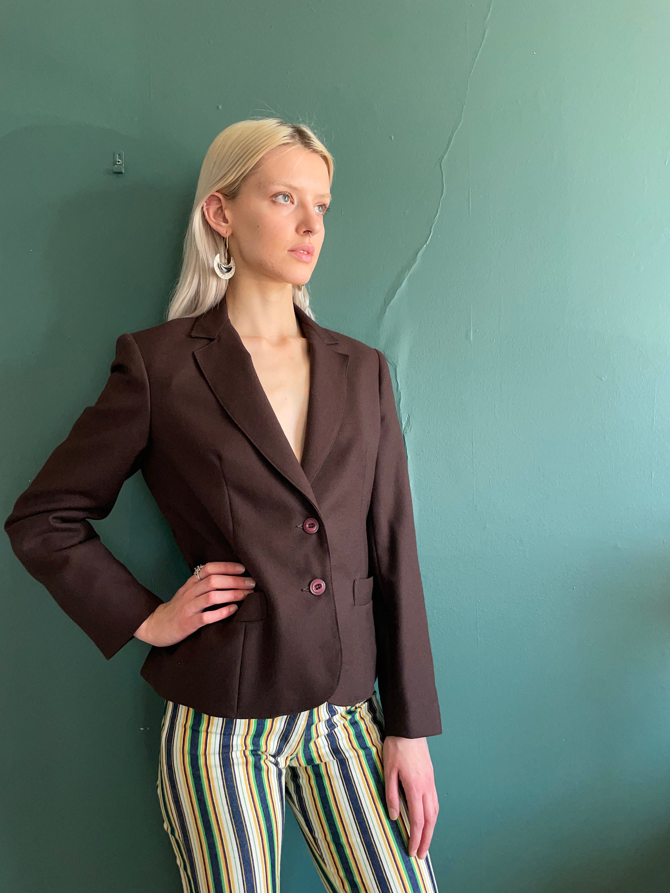 70s Vintage Chocolate Brown Wool Blazer / 70s Boho Wool Blazer | Etsy