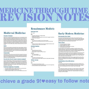 GCSE Grade 8/9 History Medicine Through Time Revision Notes