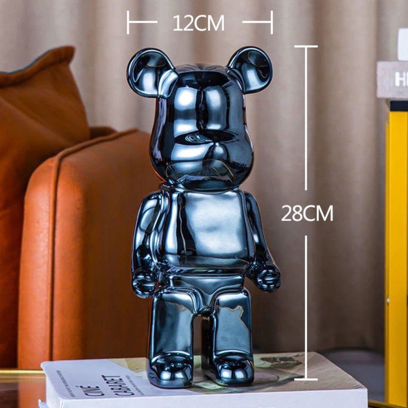 Figurine Bearbrick 400% 28 Cm Argentée - Objet De Collection, Décoration, Cadeau - 3