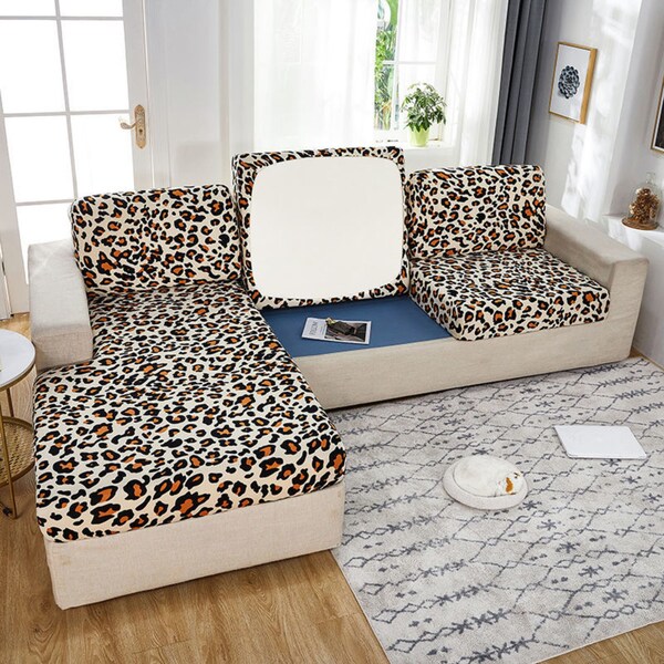 Leopard Sofa Sitzkissen Bezug | Elastischer Stretch Schonbezug Sofabezug Home Decor