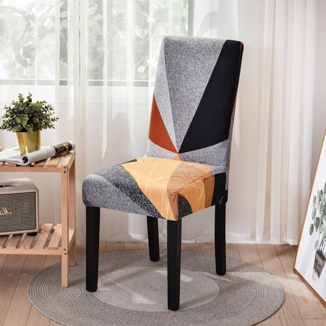 Geometric Print Dining Chair Cover Spandex Elastic Chair Slipcover Stretch Chair Covers Etsy