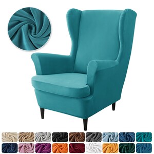 Velvet Wing Chair Cover | Seat Cushion Recliner Sofa Slipcover| High-Quality Armchair Case Anti-Dust Non-Slip