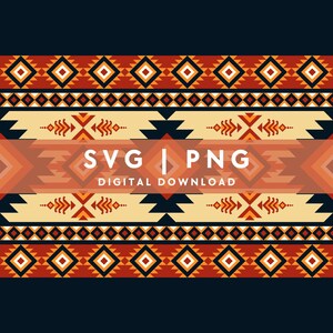 Pode incluir: Um download digital de um padrão geométrico com cores vermelho, laranja, amarelo e preto. O padrão é um desenho repetitivo de quadrados e triângulos. O texto "SVG | PNG DOWNLOAD DIGITAL" está no centro da imagem.