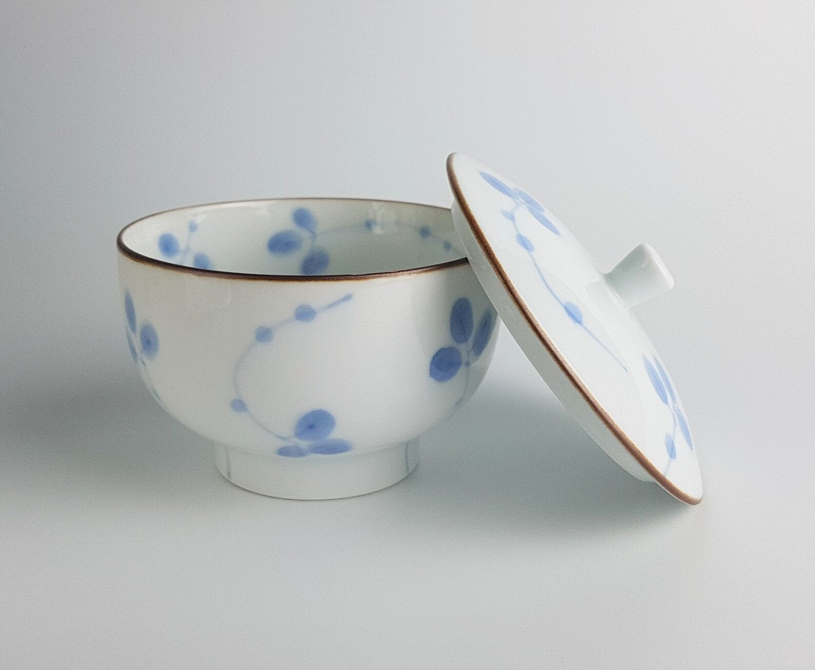 Japanese Teacup With Lid Hakusan Ware Blue White Porcelain Etsy