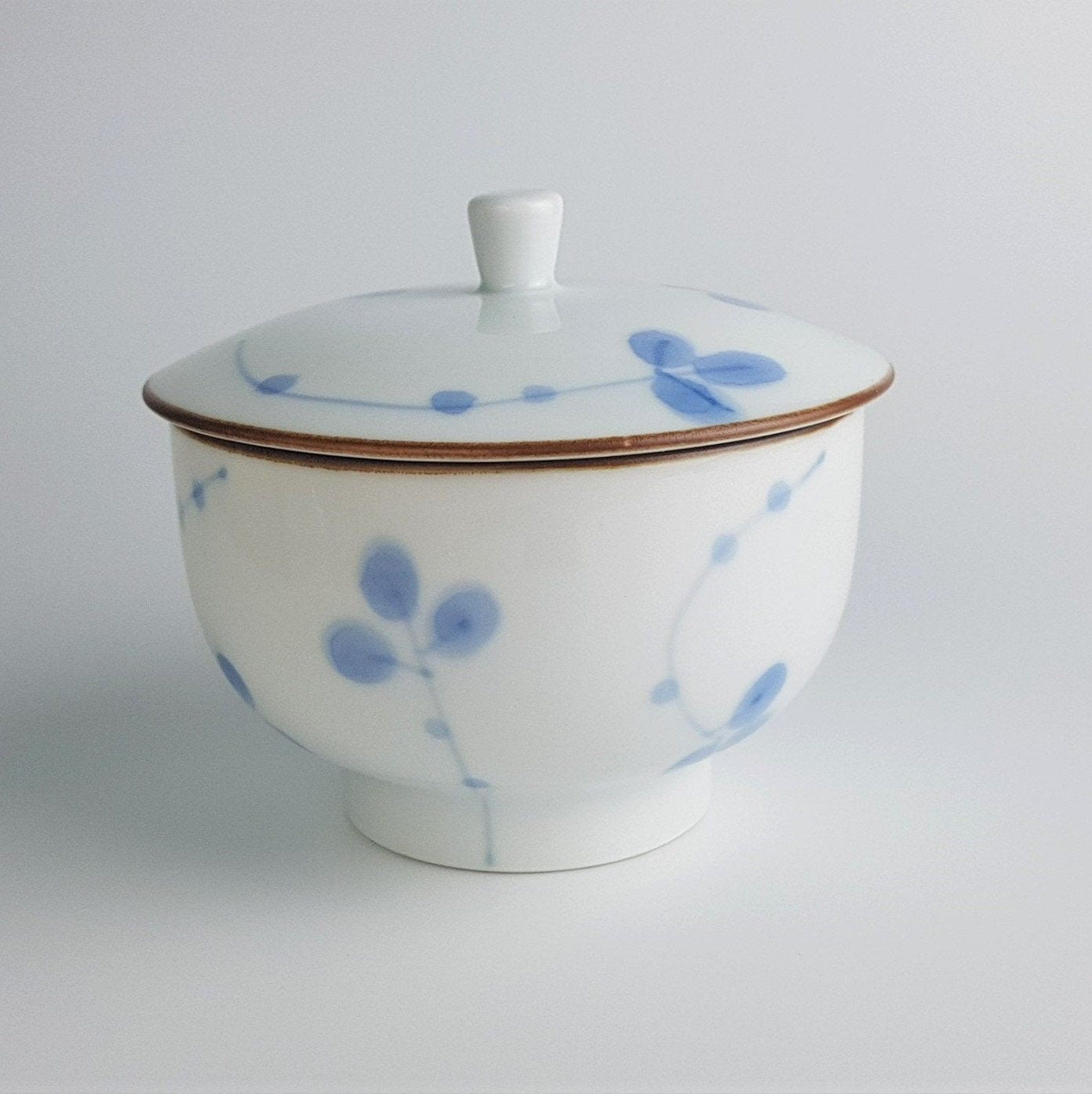 Japanese Teacup With Lid Hakusan Ware Blue White Porcelain Etsy