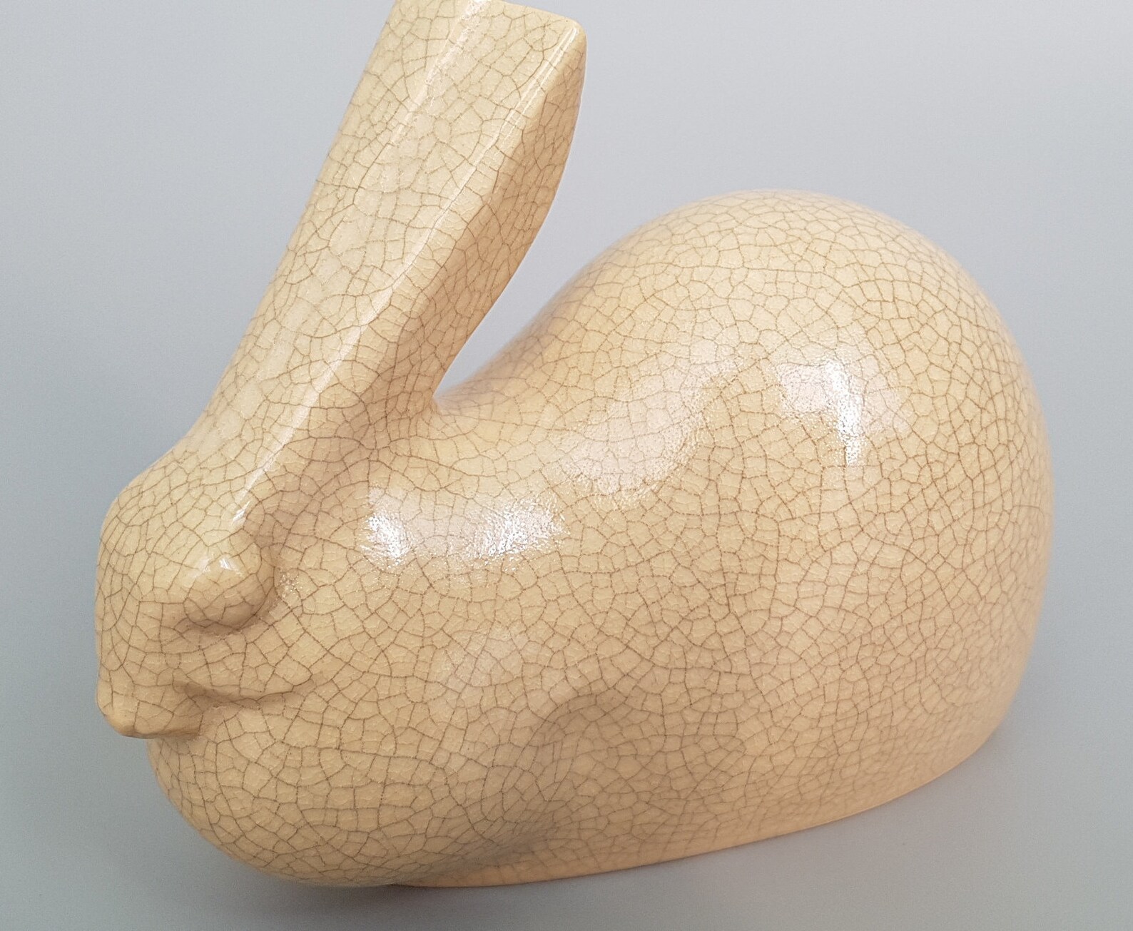 Vintage Japanese Pottery Beige White Crackle Glaze. Rabbit Etsy