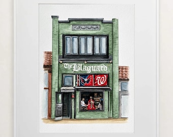 Washington DC Bar Art | The Blaguard Adams Morgan | DC Watercolor Print
