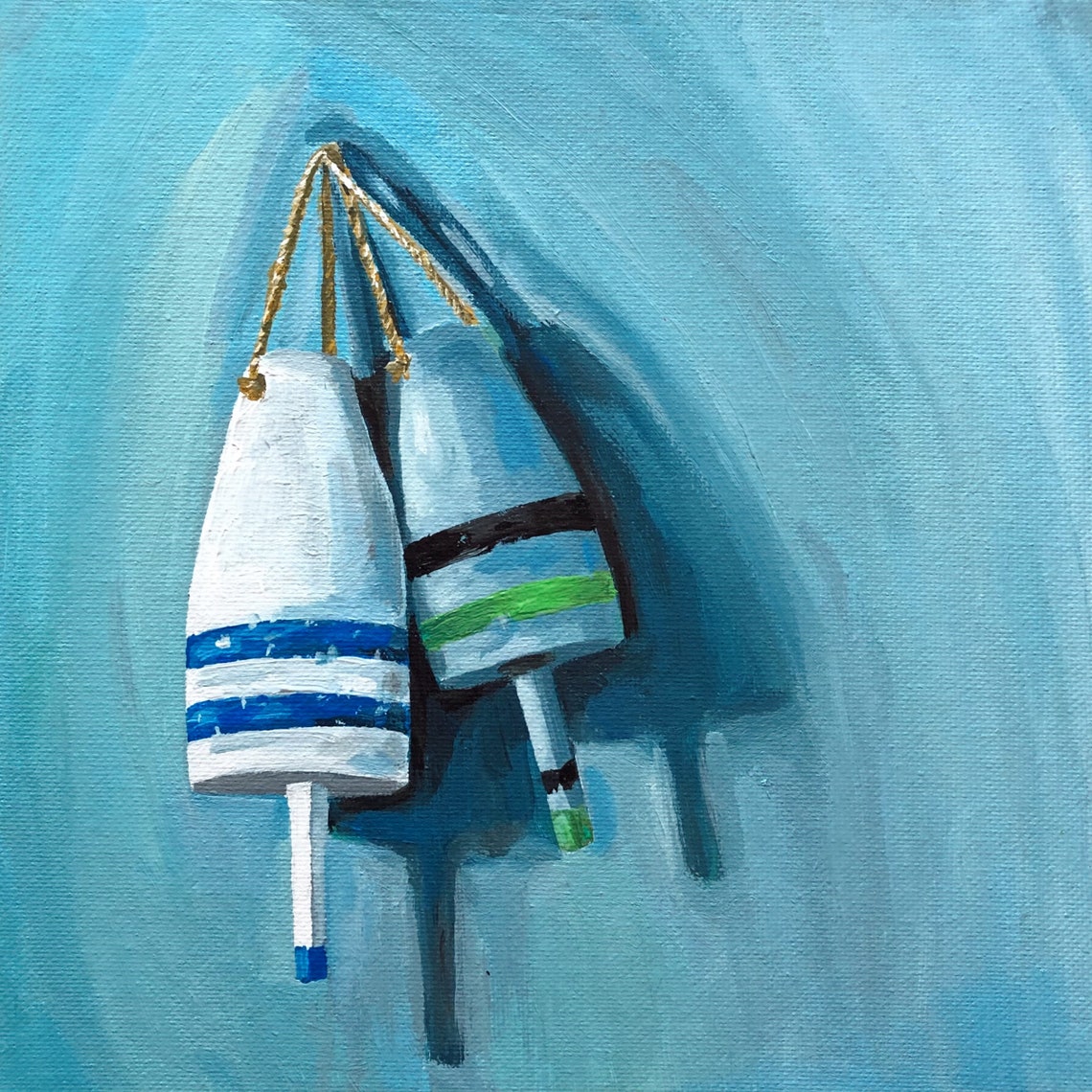 Nautical Buoy Painting Original Coastal Wall Art One of a | Etsy