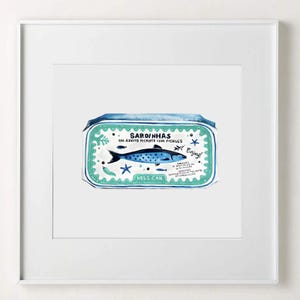 Sardine Can Watercolor Art Print: Modern Kitchen Wall Decor
