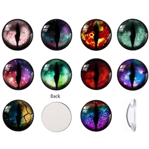 Eyes Glass Cabochons –Assorted Glass Cabochon Eyes – Flatback Dragon, Horse Cat Eyes for Dolls  Jewelry  A166