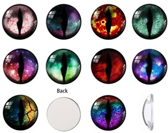 Eyes Glass Cabochons –Assorted Glass Cabochon Eyes – Flatback Dragon, Horse Cat Eyes for Dolls  Jewelry  A166