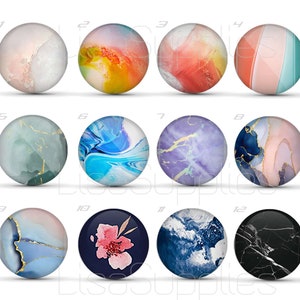 Handmade Photo Round Glass Cabochon Marble pattern 8mm-30mm 042