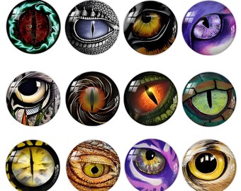 Cabujones de vidrio con forma de ojo de animal, redondos, con base plana y cúpula fotográfica para hacer joyas, colgantes, manualidades de resina y accesorios de bricolaje A163