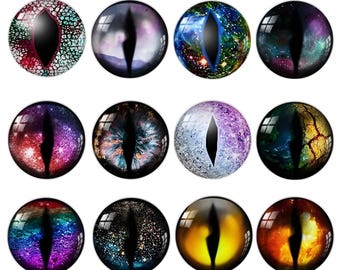 Cabujones de vidrio con forma de ojo de animal, redondos, con base plana y cúpula fotográfica para hacer joyas, colgantes, manualidades de resina y accesorios de bricolaje (A164)
