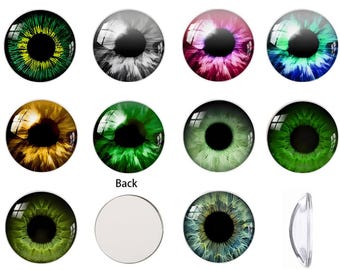 Eyes Glass Cabochons – Glass Cabochon Eyes in Pairs – Dragon, Cat and Horse Eyes for Clay Dolls & Craft Supplies A170