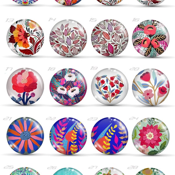 Cut Bird Glass Cabochon Floral Flowers Glass Cabochon Photo Round Handmade 6mm-30mm 184