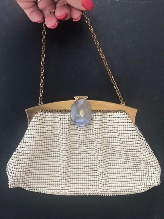 Vintage High Quality White Mesh Evening Bag Whitin