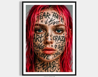 Woman Tattoo Poster Feminism Print - Print Your Own Poster - Modern Vintage Home Decoration - Living Room Bedroom Decoration Pictures Digital