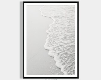 Black and White Picture Beach Wave Poster - Minimalist Vintage Art Download - Modern Retro Art Poster Home Decoration Wall Decoration