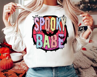 Spooky Babe SVG Spooky Vibes SVG Files for Cricut Halloween SVG Plotter File Halloween Png Sublimation Print File Dtg Dtf Transfer Spooky